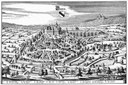 Ansicht von Baden-Baden aus der „Topographia Sueviae“ von Matthäus Merian