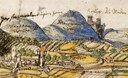 ie Burg Hohenbaden im Jahr 1559, im Vordergrund Kuppenheim.