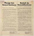 Botschaft von General Eisenhower an das Volk in der Amerikanischen Besatzungszone
