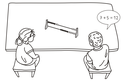 Kinder an einem Tisch mit Rechenrahmen