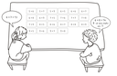 Kinder an einem Tisch mit Rechenaufgaben