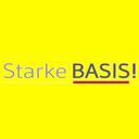Logo Starke Basis! der Schriftzug Starke Basis! auf gelbem Hintergrund