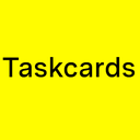 Der Schriftzug taskcards auf gelbem Hintergrund