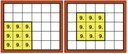 Zwei Spielbretter bei denen jeweils das Neunerquadrat bereits vorgegeben ist. 