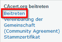 CAcert-Menü