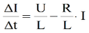 (ΔI)/(Δt)=U/L-R/L*I