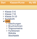 Screenshot des cosh-Bereichs mit verschiedenen Aufgabenkategorien