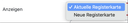 Screenshot zeigt das Dropdownmenü, in dem die Anzeige eingestellt werden kann