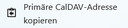Schaltfläche zum Kopieren der primären CalDAV Adresse im Menü Kalender-Einstellungen.